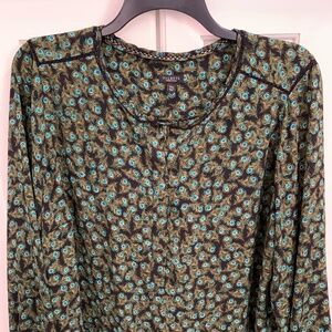 Talbots Peacock Print Blouse 3XP